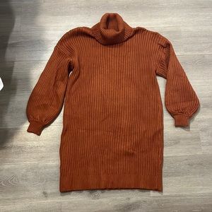 Sweater dress with cowl neck